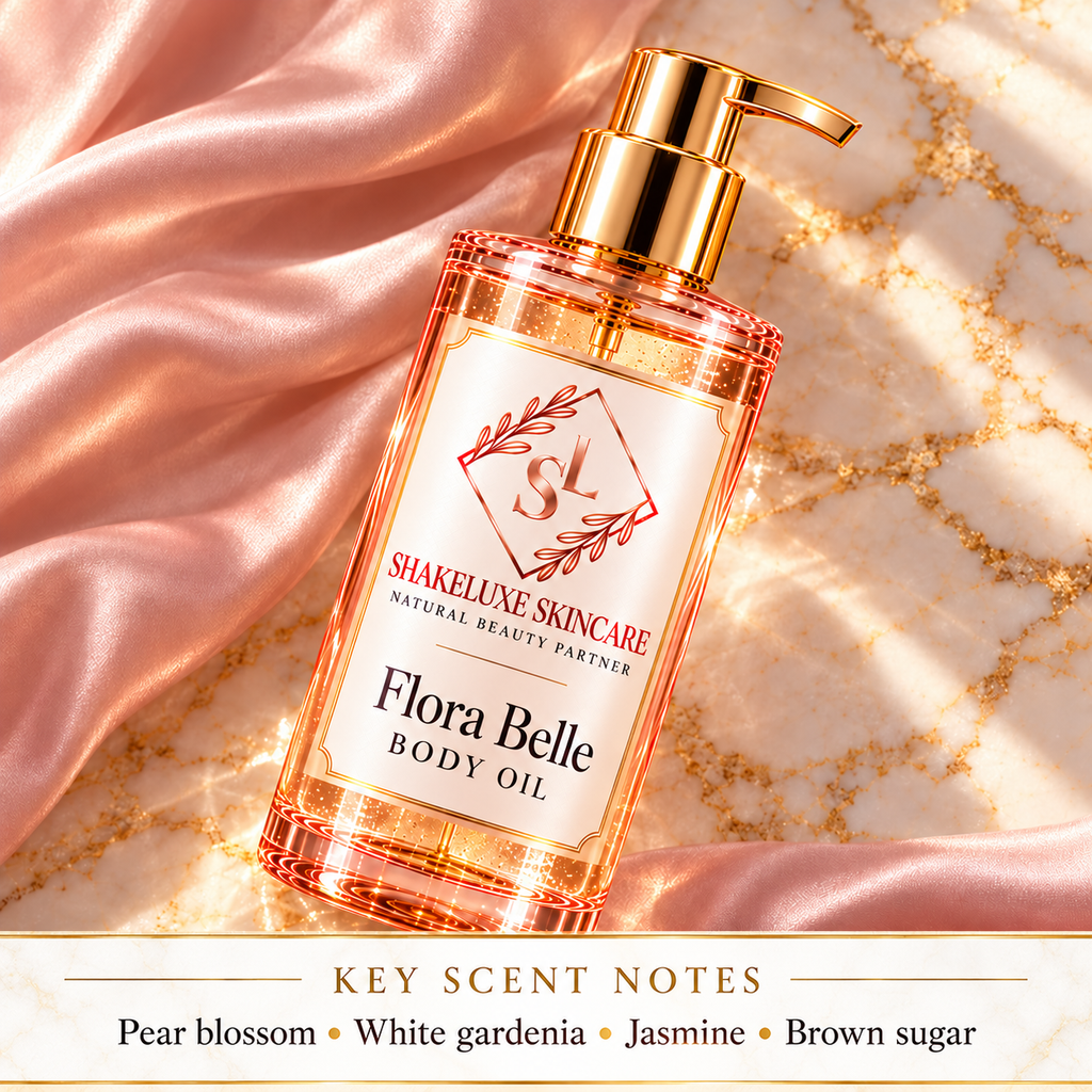 Flora Belle Body Oil — detail; Pear blossom, white gardenia, jasmine, brown sugar
