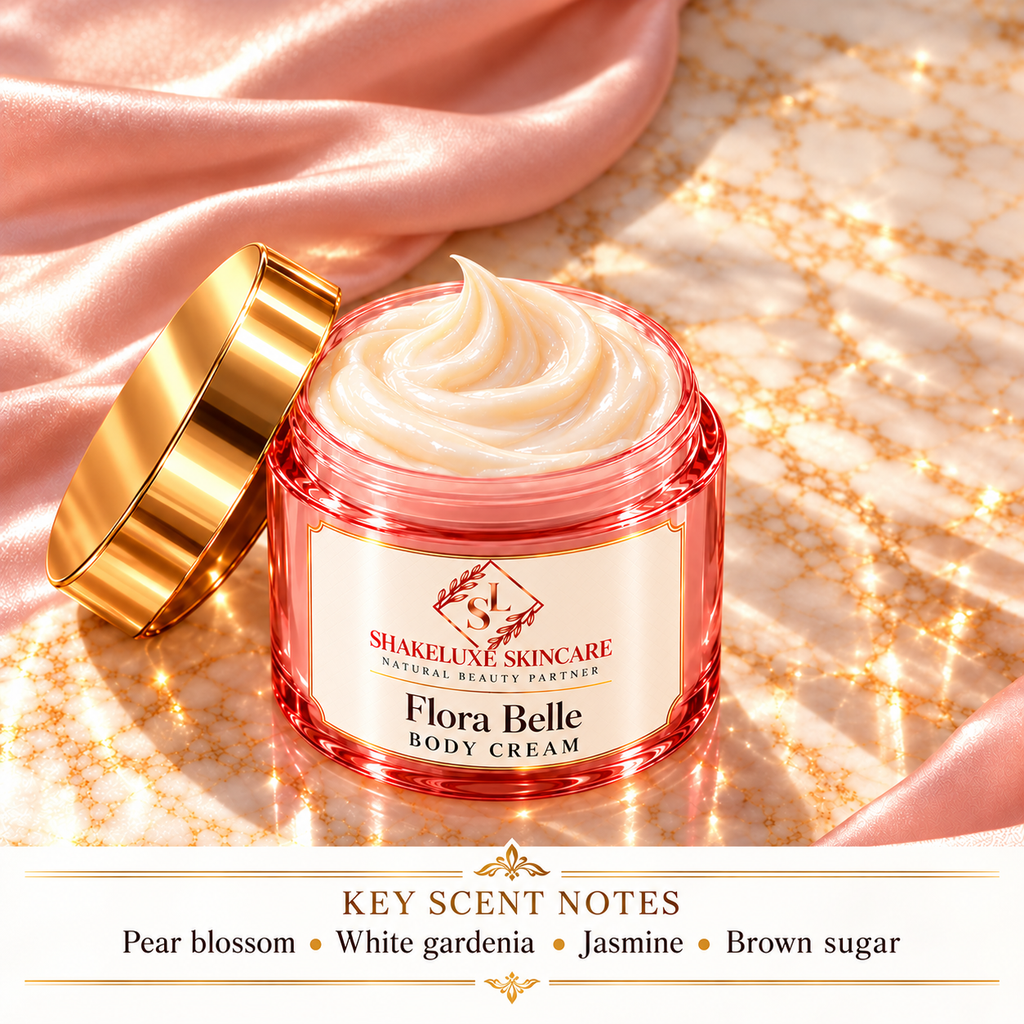 Flora Belle Body Cream — detail; Pear blossom, white gardenia, jasmine, brown sugar