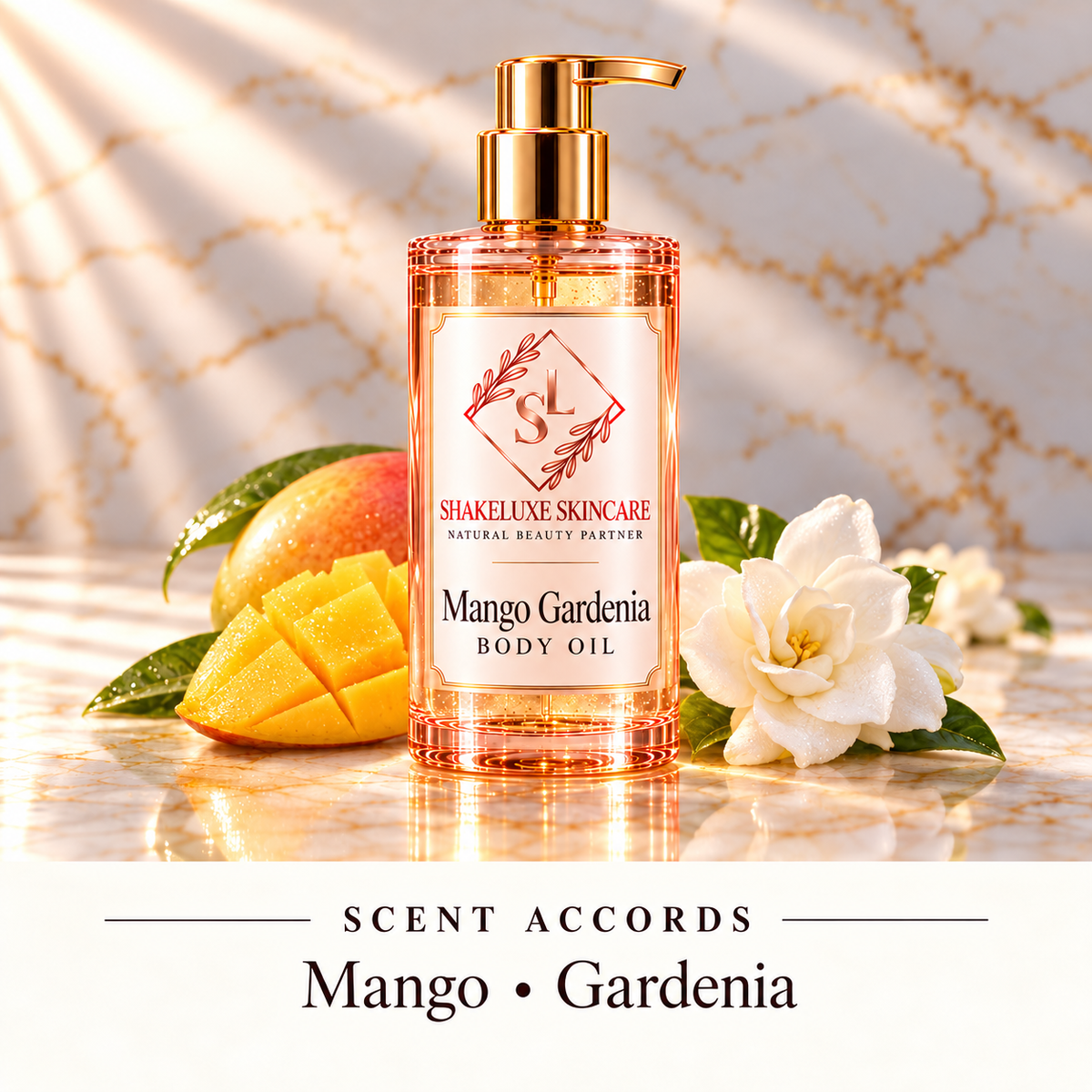 ShakeLuxe Mango Gardenia Body oil — Mango • Gardenia — main view