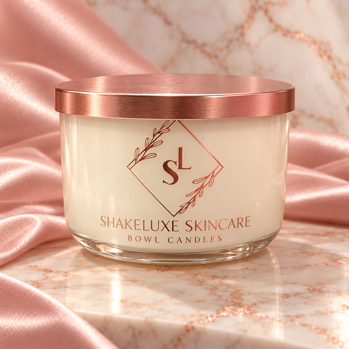 BOWL CANDLES — rose gold candle presentation