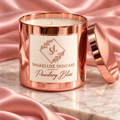 Powdery Bliss — rose gold candle presentation