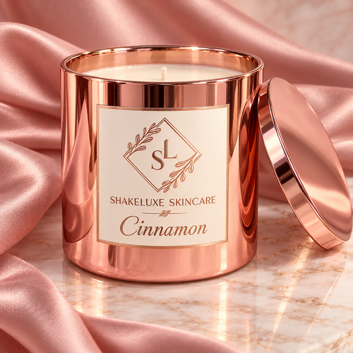 Cinnamon — rose gold candle presentation