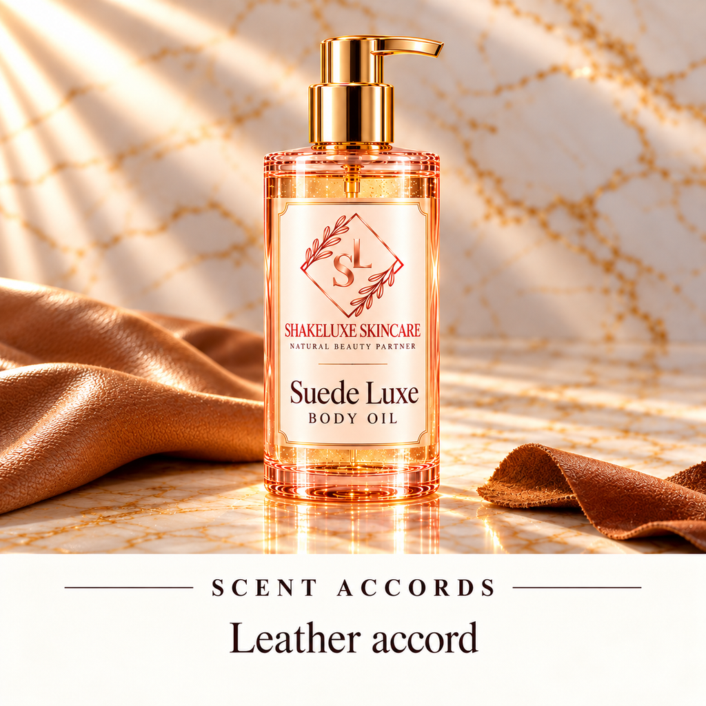 ShakeLuxe Suede Luxe Body oil — Leather accord — detail view