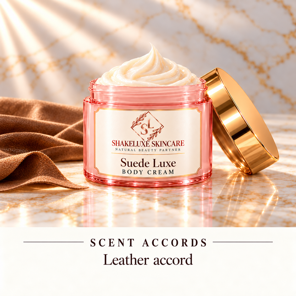 ShakeLuxe Suede Luxe Body cream — Leather accord — detail view