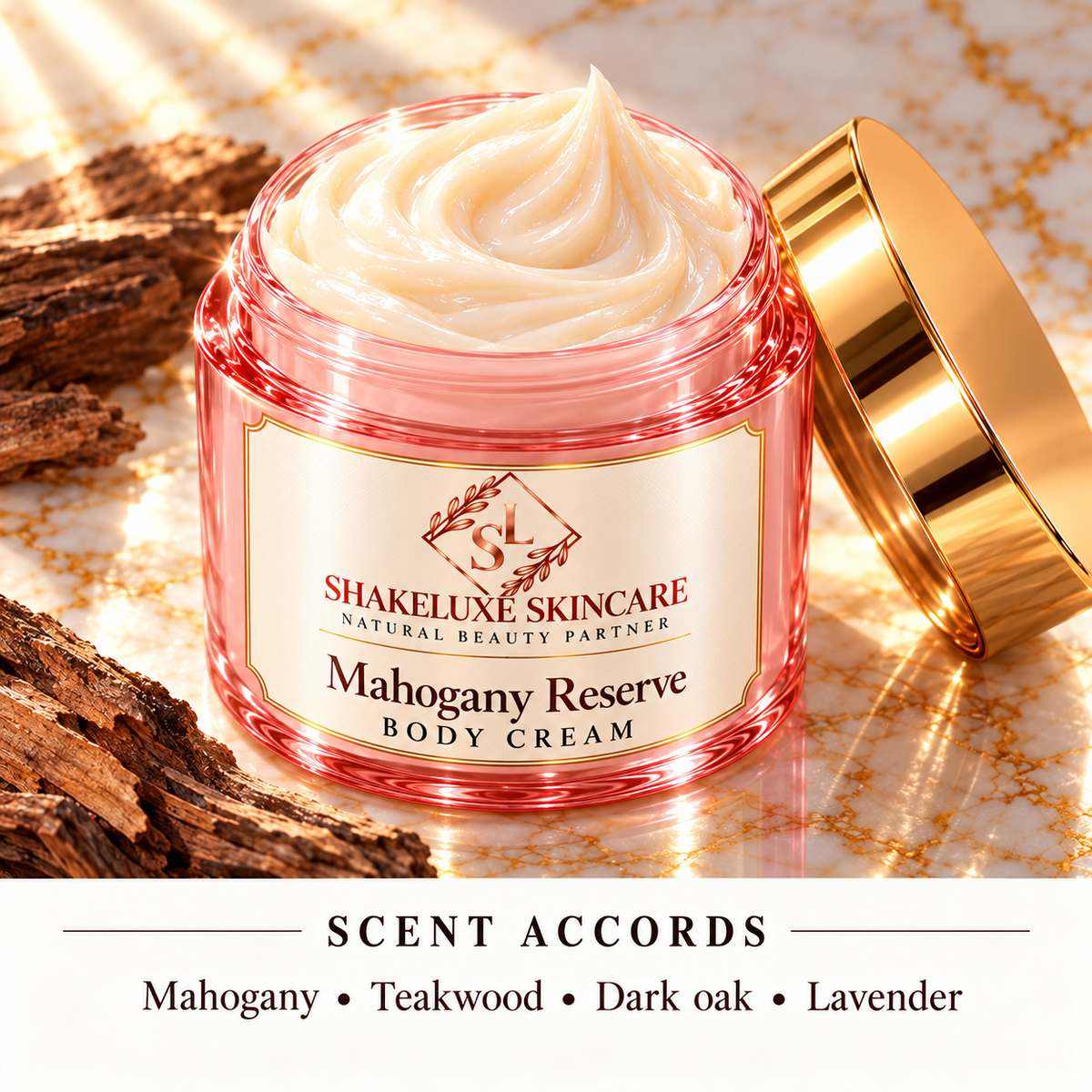 ShakeLuxe Mahogany Reserve Body cream — detail view