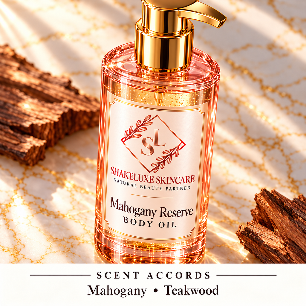 ShakeLuxe Mahogany Reserve Body oil — detail view