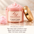 ShakeLuxe Cotton Candy Body Cream with SL logo and fragrance notes: spun sugar, strawberry sugar, pink vanilla, berry cream, soft musk and vanilla sugar.