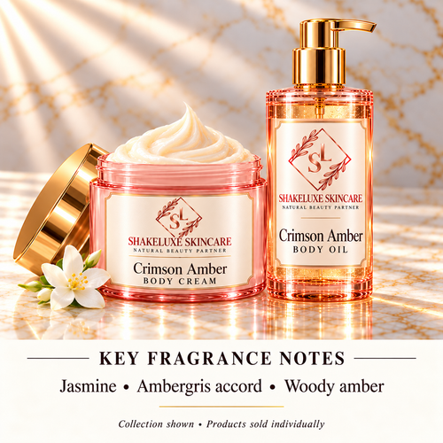 ShakeLuxe Crimson Amber collection — Jasmine • Ambergris accord • Woody amber