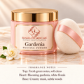ShakeLuxe Gardenia Dusting Powder with SL branding and fragrance notes.