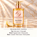 Pear Parfait body oil with ShakeLuxe SL branding and fragrance notes