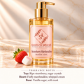 ShakeLuxe Strawberry Marshmallow Body Oil with SL branding and fragrance notes.