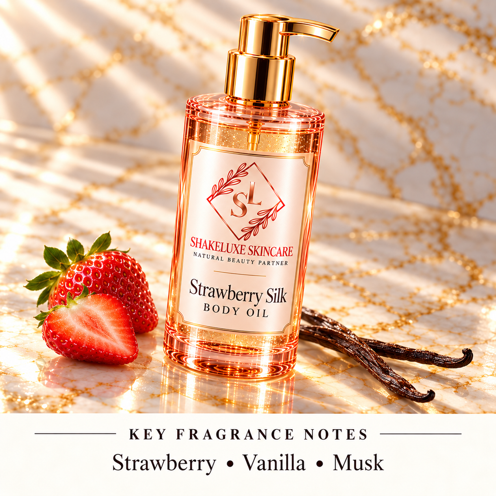 ShakeLuxe Strawberry Silk Body Oil — strawberry, vanilla and musk