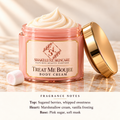 ShakeLuxe Treat Me Boujee body cream with SL branding and fragrance notes.