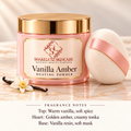 ShakeLuxe Vanilla Amber Dusting Powder with SL branding and fragrance notes.