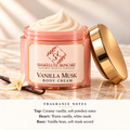 ShakeLuxe Vanilla Musk Body Cream with SL branding and fragrance notes.