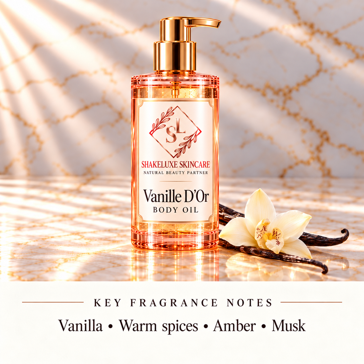 Vanille D’Or body oil — vanilla, warm spices, amber and musk